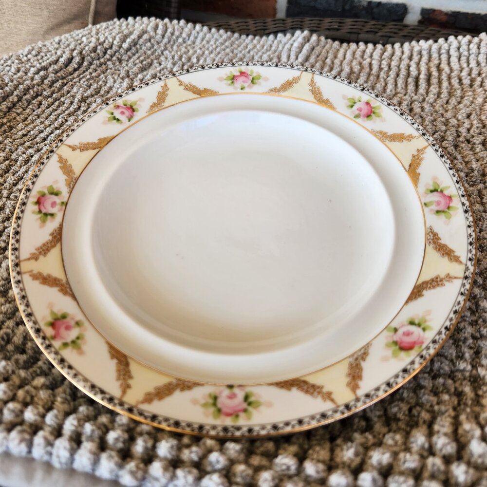 Vintage Noritake Wreath Pink Roses Gold Garland Serving bowl